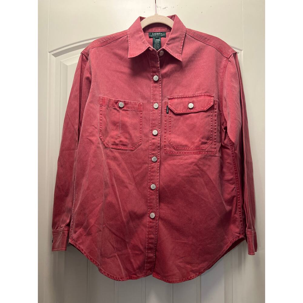 Lauren Ralph Lauren Men's Long Sleeve Relaxed Fit Button Front Shirt Size M Red